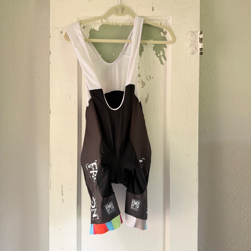 Santini SMS Cycling Bib Shorts Mens Large Black White NAT Chamois Made in Italy
